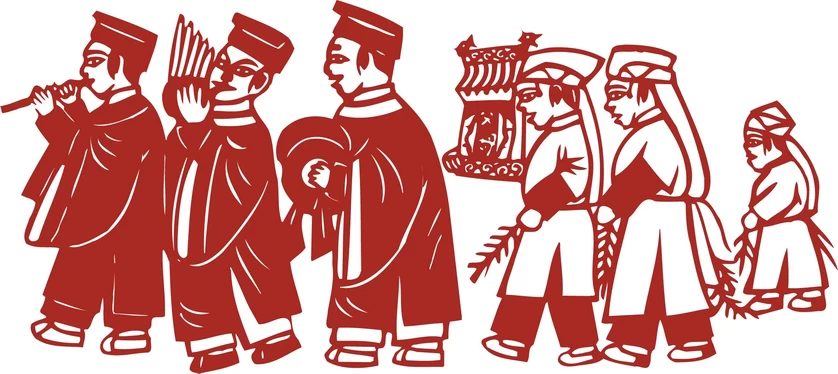 中国风中式传统喜庆民俗人物动物窗花剪纸插画边框AI矢量PNG素材【2069】